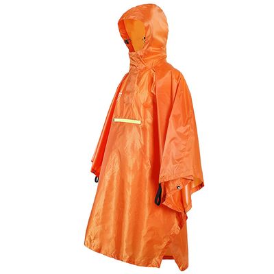 Mænd Kvinder Regnfrakke Vandtæt regntøj med reflektor Regntæt poncho med reflekterende strimmel Orange