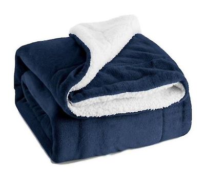 Handuo Lam Uldne Tæppe Dobbeltsidet Velvet Bed Blanket Microfiber Fluffy tæppe til seng eller sofa mørkeblå 127*152cm