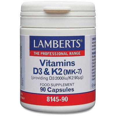 Lamberts D3-vitamiini 2000IU ja K2-kapselit 90 (8145-90)