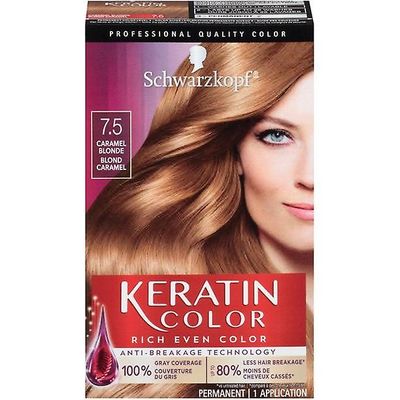 Schwarzkopf keratin farge permanent hår farge krem, 7.5 karamell blond