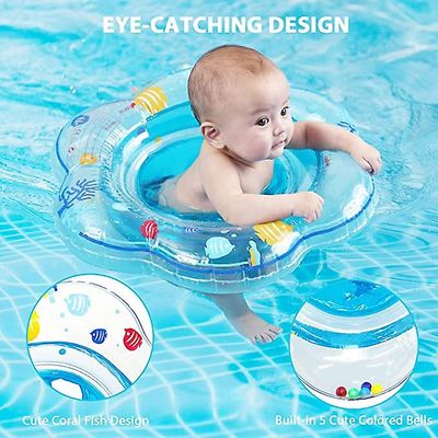 Maromalife Oppustelig Baby Pool Float, Baby Swim Float med sikkerhedssæde Dobbelt airbag til Pool Swim Træningshjælp på 6-18 måneder
