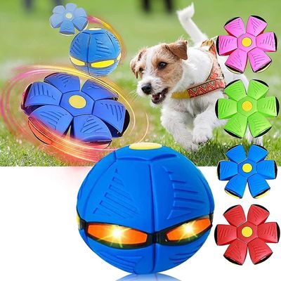 2023 Ny Pet Toy Flying Saucer Ball, Flying Saucer Ball Dog Toy, Pet Toy Flying Saucer, med 6 LED-lys Blå