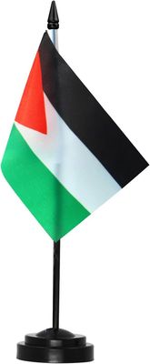 Palestine Deluxe Desk Flag Set - 6 x 4 tommer med 12 "Solid Pole - Levende farger og Fade motstandsdyktig