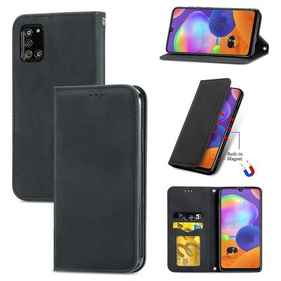 Gangxun Sag til Samsung Galaxy A31 Magnetisk lukning Læder Tegnebog Cover Housse Etui Shockproof - Sort