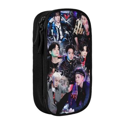 i185 BTS-kynäkotelo Rakasta itseäsi suurikapasiteettinen kynäkotelo kaksinkertaiset vetoketjut maailmankiertue Jimin Suga V Jungkook RM kynälaukku ...