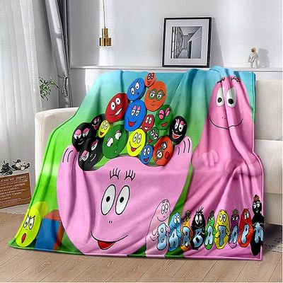 Hxetlv Les Barbapapa Familie Anime Tegneserie teppe, myke kaste teppe for hjemmet soverommet sovesofa piknik reise kontor dekke teppe barn 150x180c...