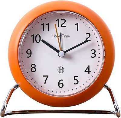 4 tommers rund ikke-tikkende vekkerklokke, batteridrevet, lysemitterende funksjon, super stille vekkerklokke, enkel og stilig design for skrivebord...
