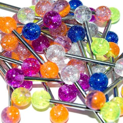 BodyJewelryOnine Engros parti af 20 lige vægtstænger 14g blandet kirurgisk stål glitter ende perler