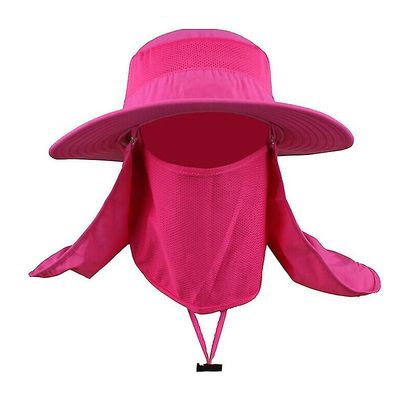 Besser Mænd Kvinder Fishing Bucket Hat Hals Flap Ansigtsmaske Bred Rand cap Rose rød