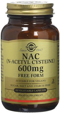 Solgar NAC (N-asetyyli-kysteiini) 600 mg Kasvis kapselit, 60