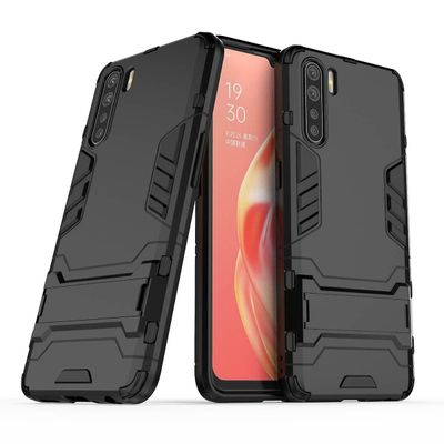 Cool Guard Hybrid PC + TPU Mobile Shell med støtte for OPPO A91 / F15 Svart Style A OPPO F15