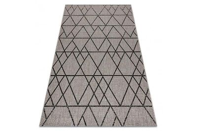 RugsX CARPET SIZAL FLOORLUX 20508 sølv / sorte trekanter grå 120x170 cm