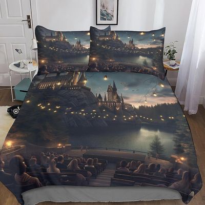 DSJackson Harry Poter 3-osainen pussilakana 3D-tulostetut elokuvat Elokuvapeitto vuodevaatteet setti mikrokuidulla piilotetulla vetoketjusulkimella...