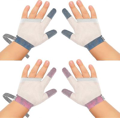 2pairs Stop Thumb Sucking Finger Guard Pink Breathable Baby Finger Sucking Stop for Baby Zekai puna-sininen L