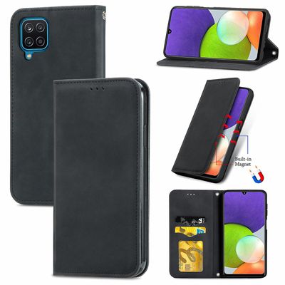 Gangxun Sag Til Samsung Galaxy A22 4g Magnetisk Lukning Læder Tegnebog Cover Housse Etui Shockproof - Sort
