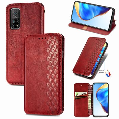 Gangxun Sag For Xiaomi Mi 10t/10t Pro Flip Cover Tegnebog Flip Cover Tegnebog Magnetisk Beskyttende Handytasche Sag Etui - Rød