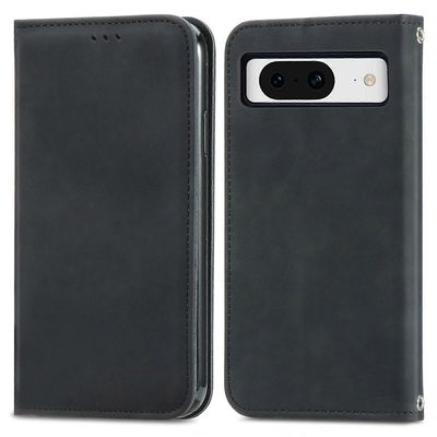 Google Pixel 8a -kirjatyyliselle läppäkotelolle PU-nahkainen ihokosketuspuhelimen kansi Musta