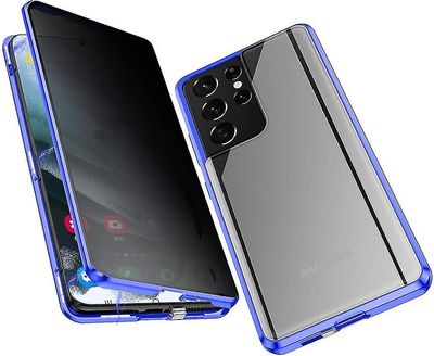 Cryin Kurkistamista estävä magneettikotelo yhteensopiva Samsung Galaxty S23 Ultra S23+ S23 yksityisyyden suojalla ja metallipuskurilla Sininen for S23