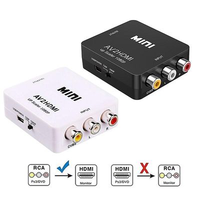 Mini Av To Hdmi-kompatibel Converter Device Av Cvbs 3rca Til Hdmi-kompatibel Box 1080p Video Av2 Til HDTV Til Ps3/ps4 Dvd Pc Blcak