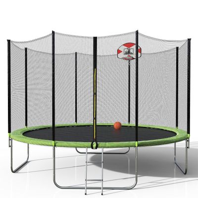 Udendørs trampolin med basketballbøjle og kabinet 14Ft