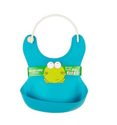 Ruili Vandtæt Silcone Roll Up Baby Soft Bib 4pcs En masse Mad Catcher Pocket Blå