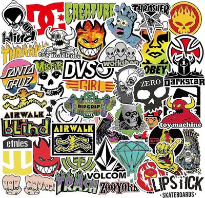 Rullalauta tarra pakkaus viileät tarrat 100 arkkia kannettavalle tietokoneelle teini-ikäisten tarroja