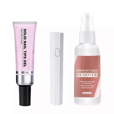 Lulou Magic Solid Nail Glue Kit 3-in-1 kynsitaidesarjat kynsien kärjen painamiseen Kynsien poistoaine