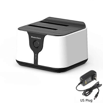 Kaksipaikkainen HDD-telakointiasemaOne Click Offline Clone SATA to USB 3.0 HDD -telakointiasema 2,5/3,5 tuuman SSD-kiintolevysovittimelle US Plug