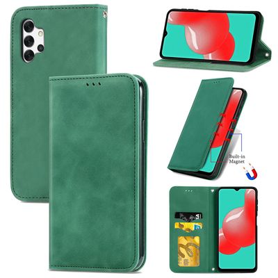 Gangxun Sag Til Samsung Galaxy A32 4g Magnetisk Lukning Læder Tegnebog Cover Housse Etui Shockproof - Grøn