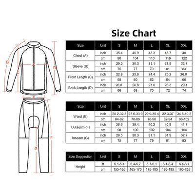 Miesten talvipyöräilyvaatesetti pitkähihainen tuulenpitävä lämpöfleece sykli jerseytakki kanssa 4D pehmustetut housut housut