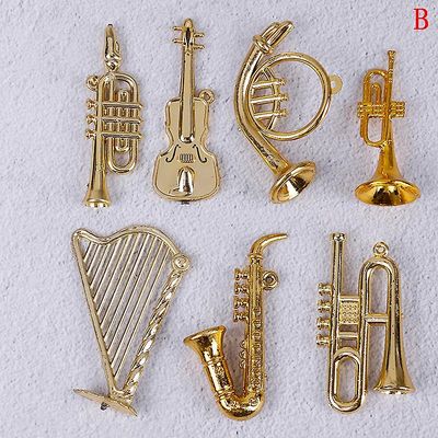 mini plast musikkinstrument gull juletre hengende xmas dekor