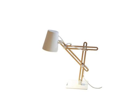 Inspired Lighting Looker Bord Task Lamp 1 Lys E27, Matt Hvid, Bøg