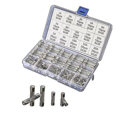 250x valikoima lasisulakkeita 5x20mm 6x30mm laatikko Sulakeputkisarja Nopea puhallus nopeasti vaikuttava