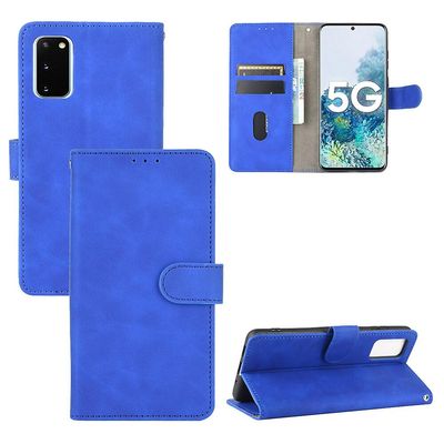 Etui til Samsung Galaxy S20 Fe 4g / 5g Cover Premium Læder med kortholder Flip Folio Magnetisk etui Etui Coque - Sort Blå