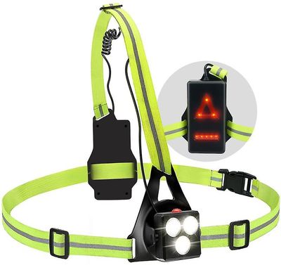 LED brystlys med reflekterende stropper, 3 moduser, 90 grader, USB oppladbar, vanntett, bakgrunnsbelysning for løpere jogging turgåing, 12,5 * 8 * ...