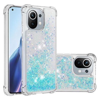 Gangxun Sag For Xiaomi Mi 11 Kofanger Cover Sparkly Glitter Bling Flydende - Lyseblå