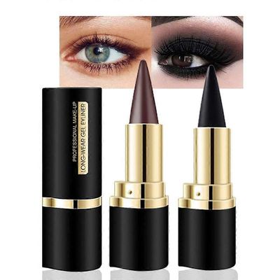 SBSGV 2kpl musta geeli eyeliner lyijykynäsarja, silmänympärys vedenpitävä tahrankestävä, kissan silmämeikki stensiili Musta ruskea