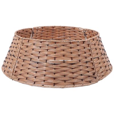 Kudottu joulukuusen kaulus keinotekoinen pajukori lomakoristeluun tyylikäs puuhame parantaa kodin joulutunnelmaa Ruskea 59.50X59.50X19.50CM