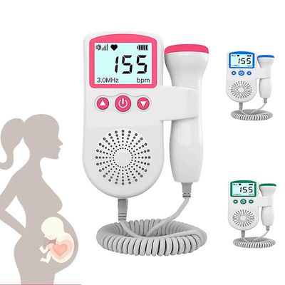 Graviditet Baby Føtal Lydpulsdetektor 3,0mhz Doppler Føtal pulsmåler Hjem Lcd-skærm Ingen stråling Pink
