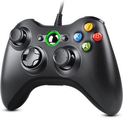 Cannwin Kablet gamepad 360, USB-kablet spillkontroller joystick med dobbel vibrasjon for PC Xbox 360 Windows