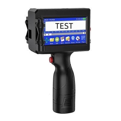 Kädessä pidettävä mustesuihkutulostin, QRCode Viivakoodin tuotantopäivämäärä Aika Logo Eränumero Tulosta metallipuuseen EU-pistoke Musta