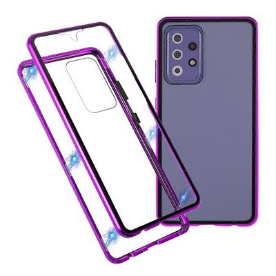 Magneettinen adsorptiometallikehys + kaksipuolinen erittäin kirkas karkaistu lasi täyden peiton puhelimen kuori Samsung Galaxy A52 4G / 5G / A52s 5...