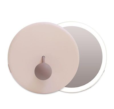 Coosilo Bærbar håndholdt makeup spejl med genopladelig led makeup lys kam makeup spejl