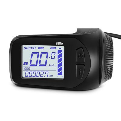24V / 36V / 48V S886 Ebike LCD Display Panel Tommelgass for elektriske sykler E-Scooter Svart