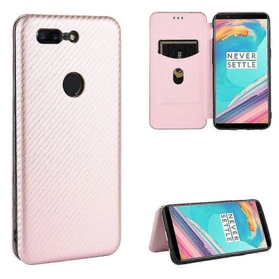 Oneplus 5t hiilikuitunahkakotelolle Vaaleanpunainen