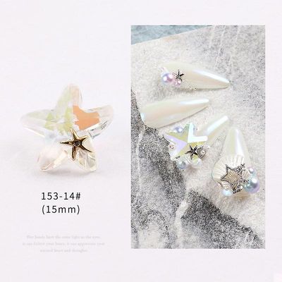 Nail Art smykker Pearl Skaldyr Søstjerner Love Pendant Ring Tide Nail Diamond 15314 guld