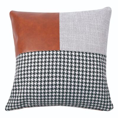 Linkrunning Bondegård dekorative kaste pudebetræk, sæt med 2 stribede accent pudebetræk, imiteret læder pudebetræk til sofa sofa, Boho moderne hjem...