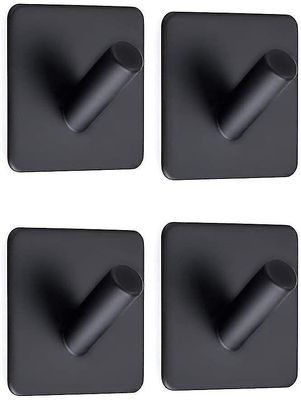Barsinfi 4pcs, selvklæbende håndklæde krog, selvklæbende håndklæde krog med sort rustfrit stål badeværelse og køkken krog