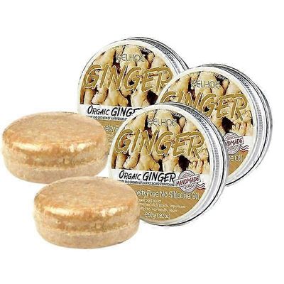 3 kpl luonnollista inkivääriä sisältävää hiustenkasvua edistävää shampoopalaa, edistää hiustenkasvua, hiustenlähtöä ehkäisevä shampoosaippua