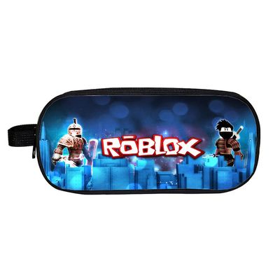 Roblox dobbeltlags penalhus Stor kapacitet studerende Skole Pen pose lynlås papirvarer taske D